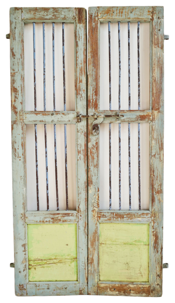 Consigned India Wood Jali Gate Farmhouse Home Fencing And Gates