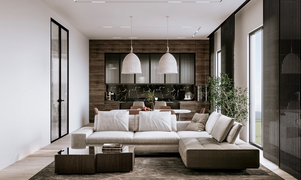 Дизайн-проект кухни-гостиной в частном доме, МО