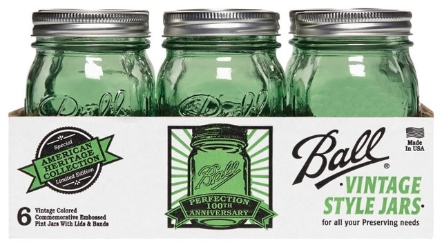 Ball 1-Pint Green Heritage Collection Jars, Set of 6