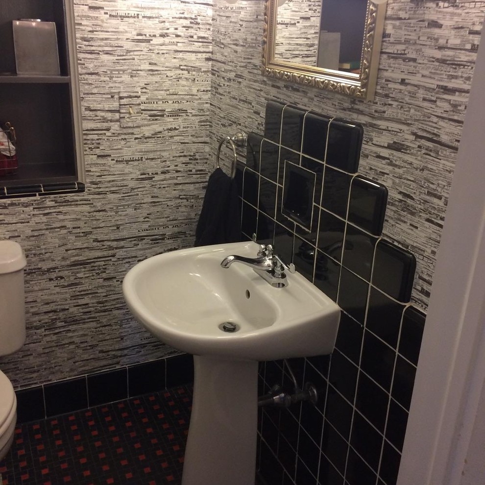 Wallpaper Install: Newsprint in Art Deco Powder Room