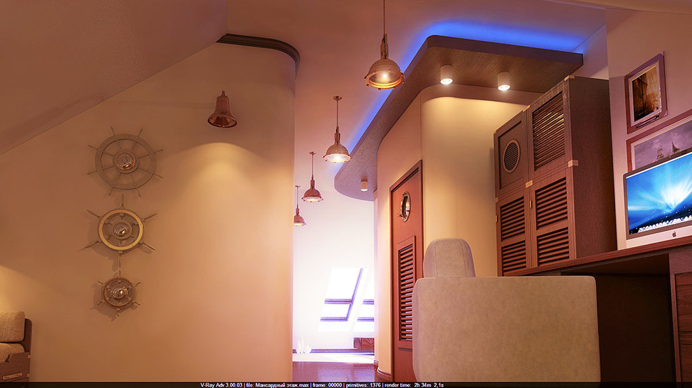 Интерьер мансардного этажа