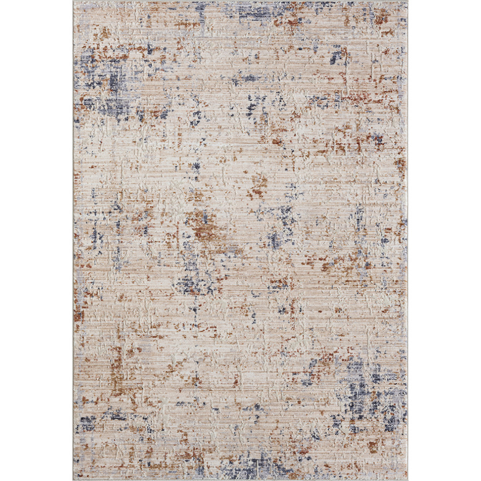 Alistaire Ivory/Multi Abstract Modern High-Low Area Rug, 5' X 7'11"