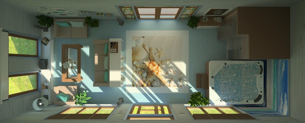 Дизайн комнаты отдыха с сауной и бассеином