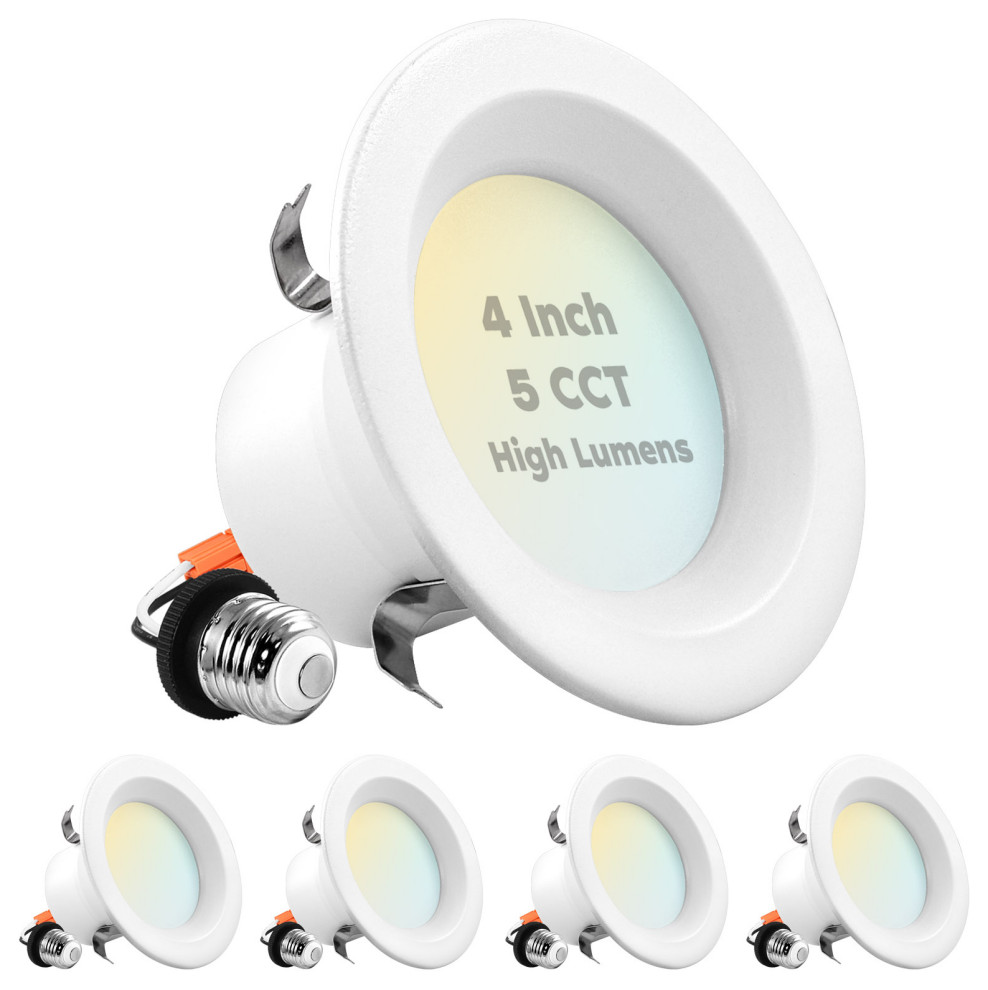 Luxrite 4" LED Recessed Can Light 14W 5 Color Option ETL 4 Pack