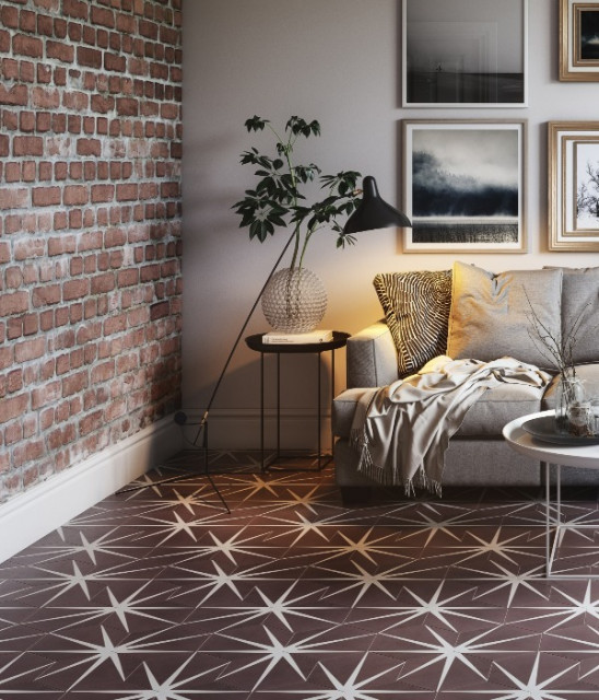 Encaustic Tiles amerikansk-craftsman-badrum