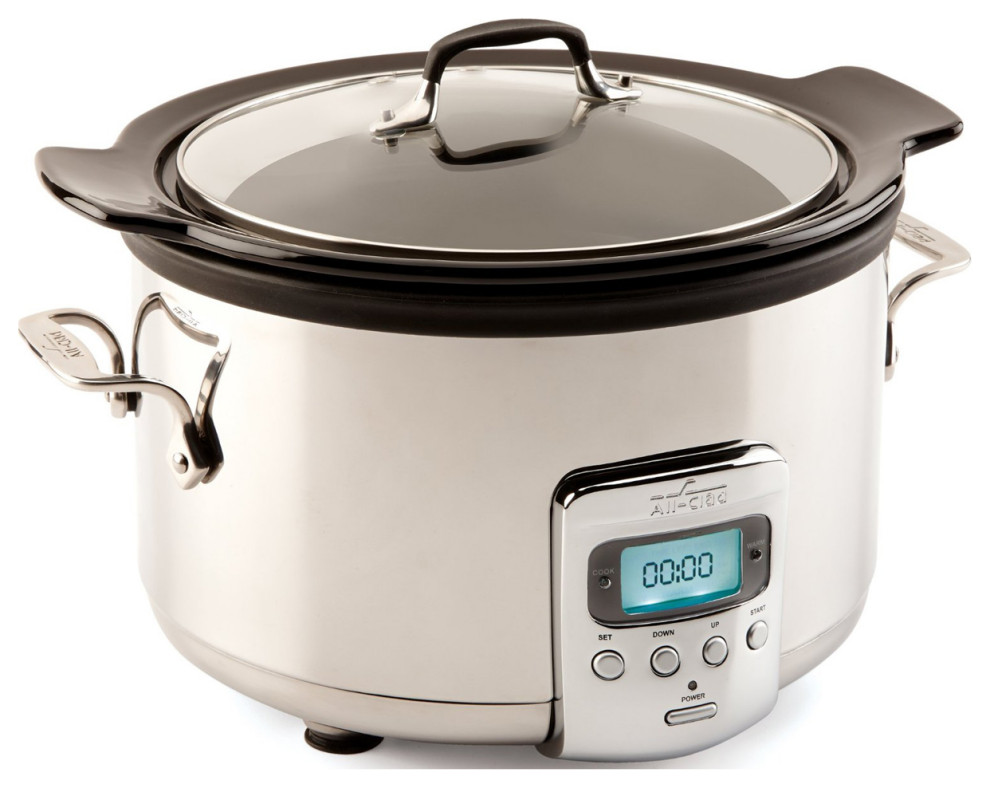 AllClad 4 Qt. Slow Cooker w/Black Ceramic Insert Traditional Slow