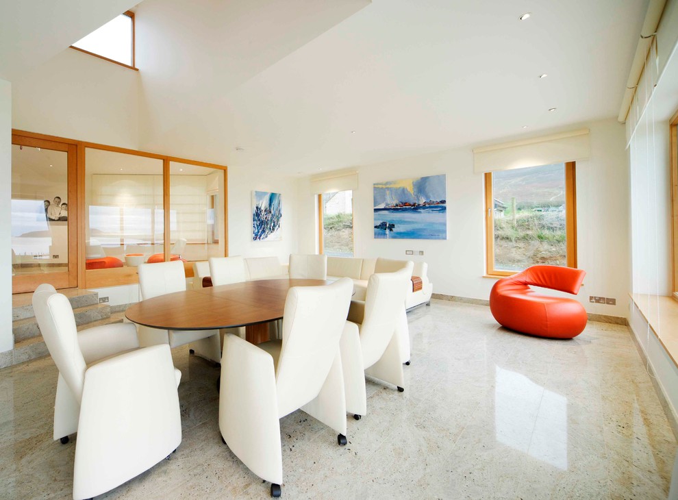 Photo of a modern dining room in Dublin with white walls.