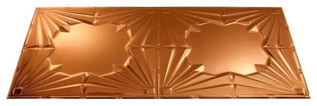24"x48" Fasade Art Deco Glue-up Ceiling Tile, Polished Copper