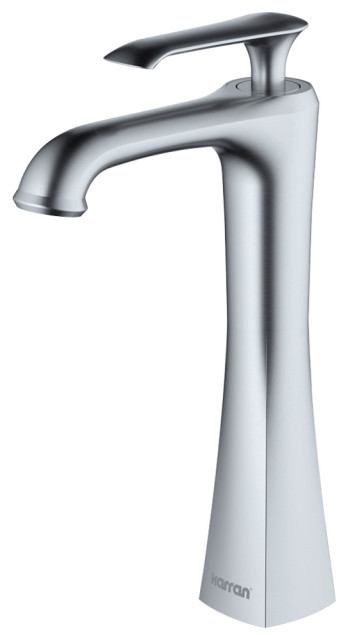 Karran 1-Hole 1-Handle Vessel Faucet With Pop-Up Drain, Stainless Steel