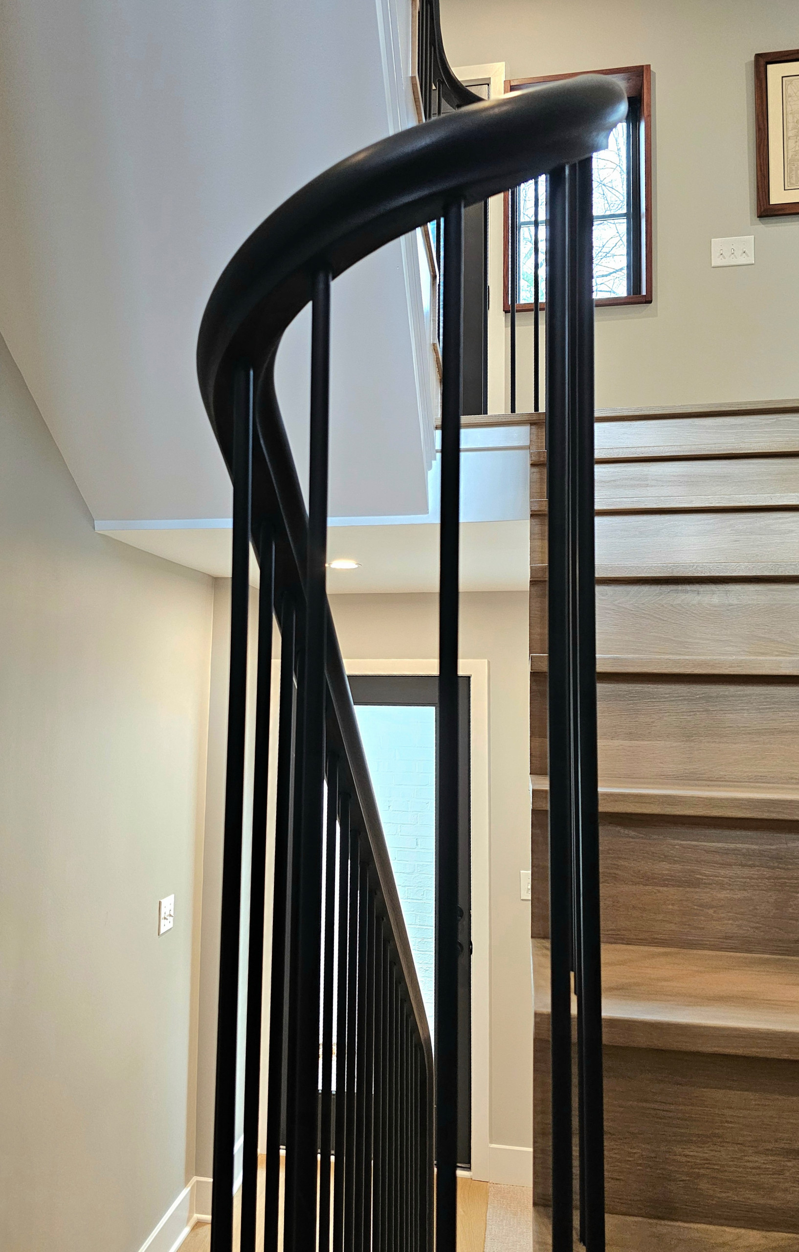 115_Stunning Continuous Rail System on 3 Story Floating Stairs; Arlington, VA 22