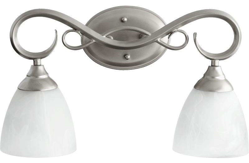 Two Light Faux Alabaster Glass Classic Nickel Vanity