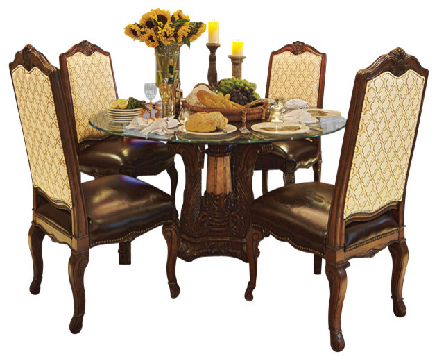  Piece 60quot; Round Glass Top Dining Table Set victoriandiningsets