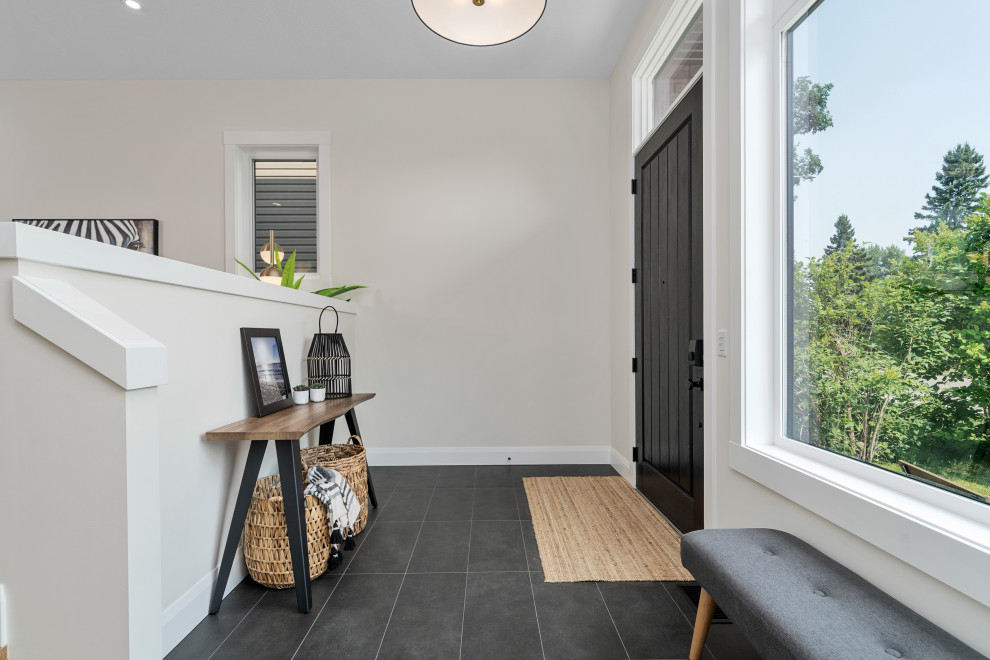 Inspiration for a transitional entryway remodel in Calgary