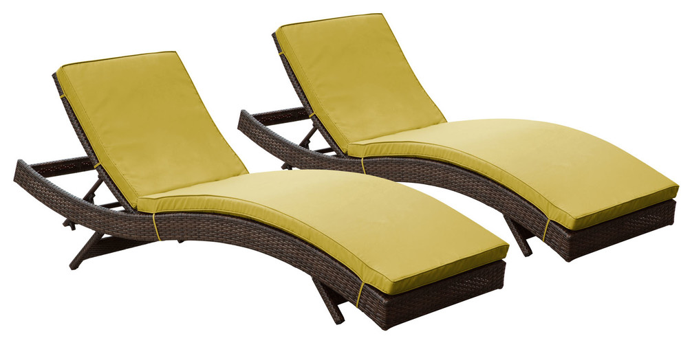 Peer Chaise Outdoor Patio Set of 2 in Brown Peridot