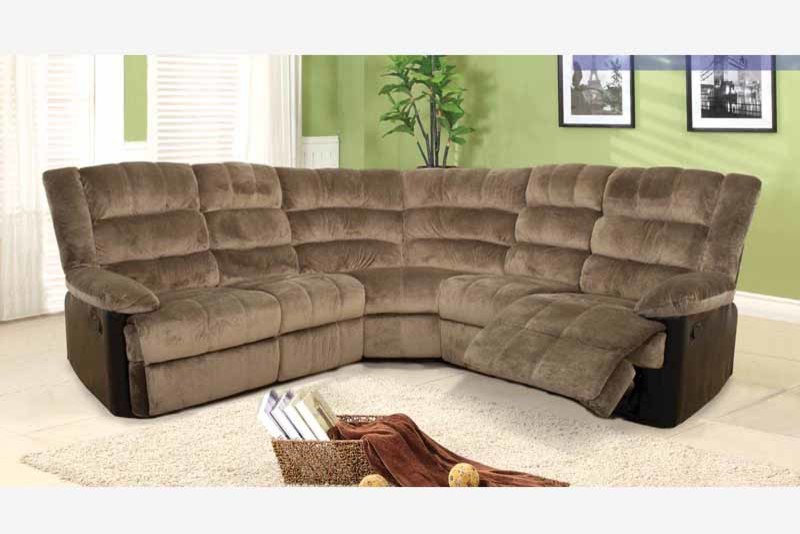 F Coffee Fabric Leather Dual Reclining Sectional Sofa Recliner Corner
