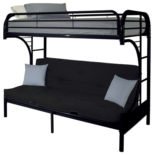 Acme Eclipse Twin XL Over Queen Futon Bunk Bed, Black Contemporary