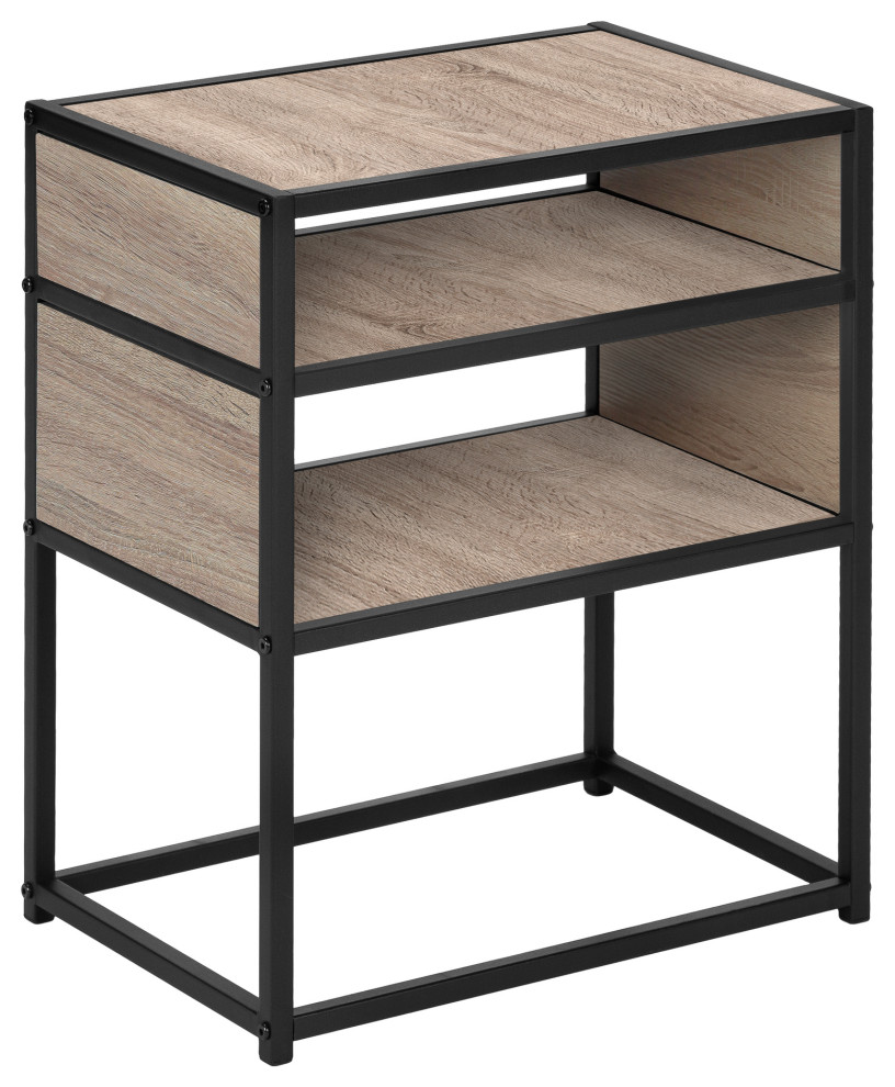 Accent Table 22"H, Black, Black Metal Industrial Side Tables And