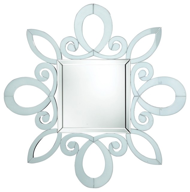 White Wall Mirror, Large White Glass Frame Contemporary Wall