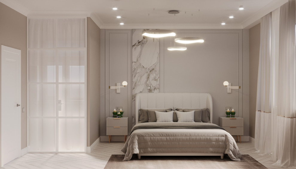 Спальня с душевой и гардеробной.