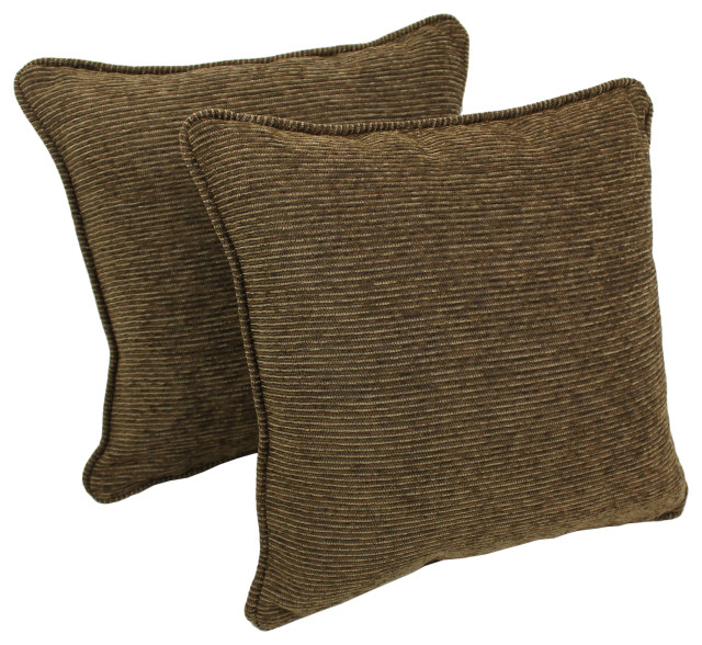 18" DoubleCorded Jacquard Chenille Square Throw Pillows, Set of 2, Vermont Transitional
