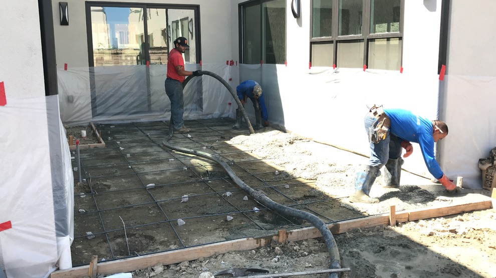 Concrete Pour in Courtyard in Carmel Valley