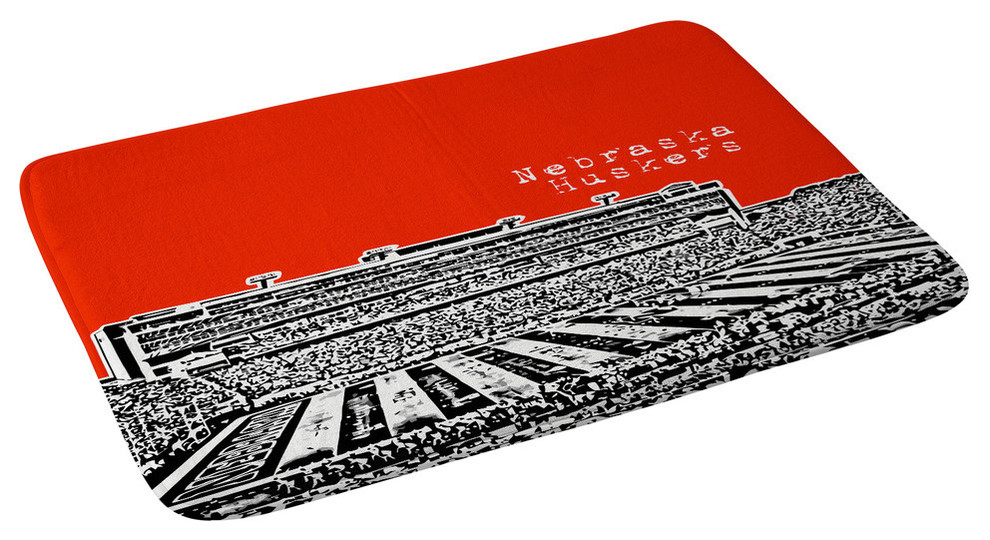 Bird Ave Nebraska Huskers Red Memory Foam Bath Mat, 34"x21