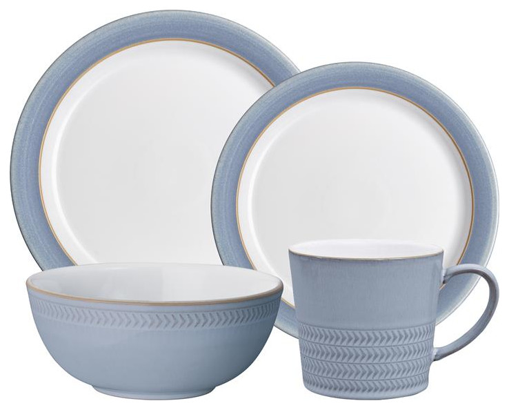 Denby Natural Denim 16Pc Dinnerware Set, Service for 4 Contemporary