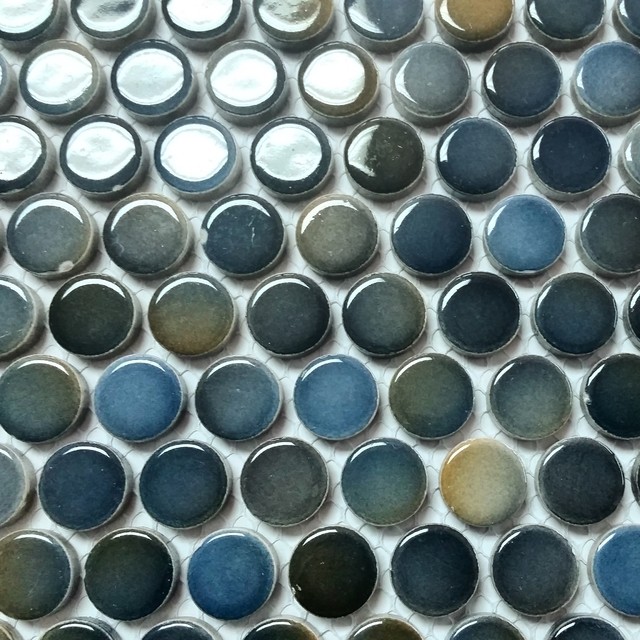 12 X12 Penny Round Mosaic Tile By Rachel S Mosaics 12 X12 Penny Round Mosaic Deepblue Tile