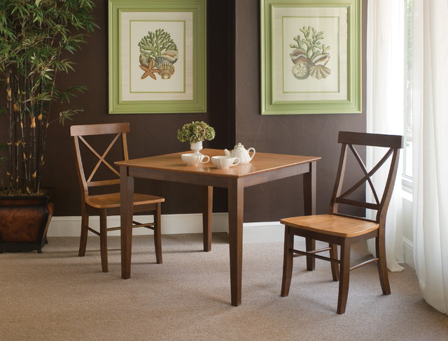 Three Piece Traditional Dining Room Set With Light Brown Finish traditional-dining-room