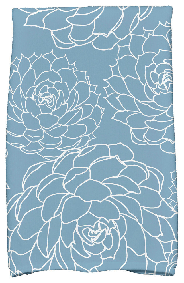 18x30", Olena Floral Print Hand Towels, Blue