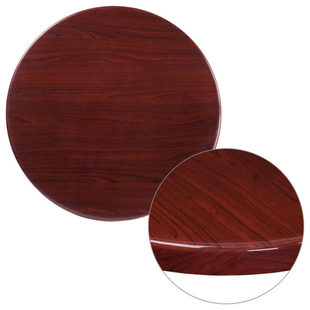 30" Round High, Gloss Resin Table Top With 2" Thick Drop, Lip