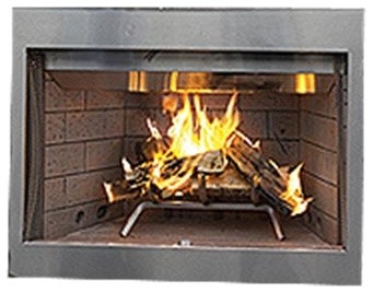 36" Paneled Outdoor Wood Fireplace With White Herringbone Brick Liner