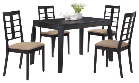 5-Piece Huy Collection Cream Finish Wood Small Dining Table Set