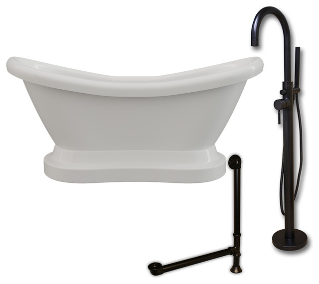 Acrylic Double Ended Pedestal Slipper Tub 68"x28" No Drill BRZ Package