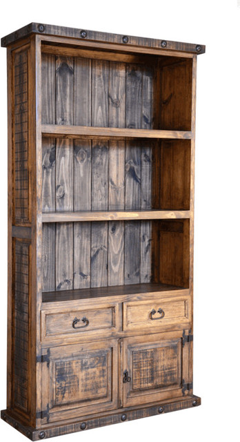 Rustic Bookcase With Cabinet Doors Rustic Bookcases By San