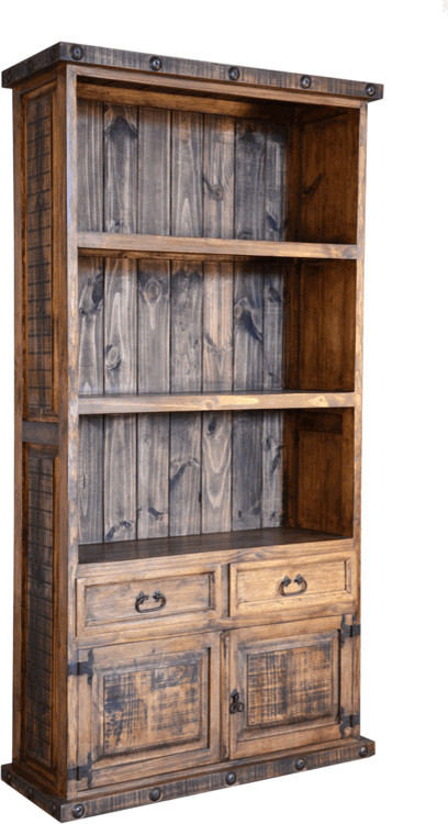 Rustic Bookcase With Cabinet Doors