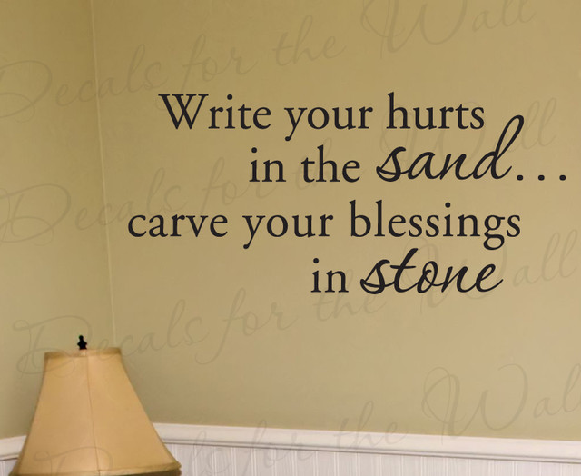 Wall Quote Decal Vinyl Sticker Write Your Hurts in the Sand God Religious R54