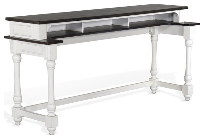 Sunny Designs Carriage House 76" Wood Console Table in White/Dark Brown