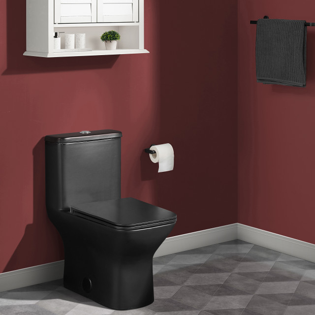 Carre One Piece Square Toilet Dual Flush, Matte Black, 0.8/1.28 gpf -  Contemporary - Toilets - by Swiss Madison | Houzz