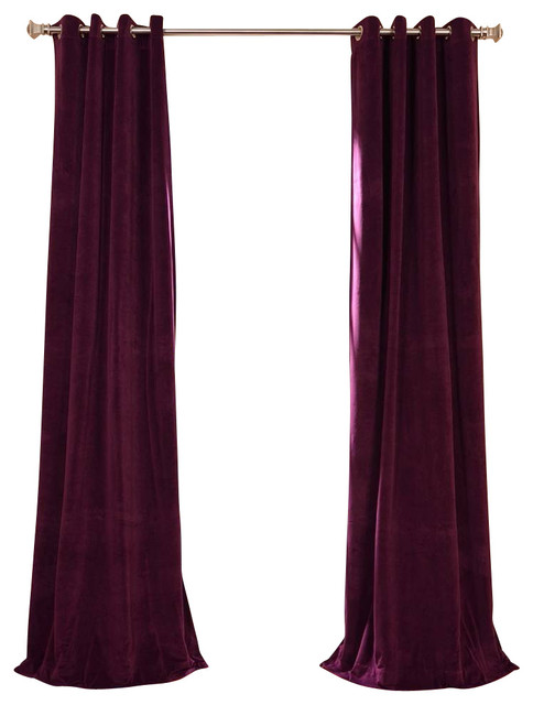 Blackout Velvet Single Curtain Panel, Eggplant, 50"x96"