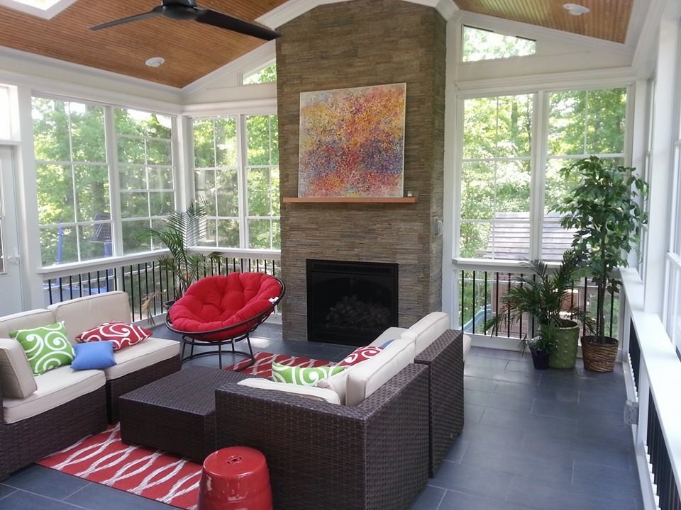 Raleigh NC 3 Season Room with Gas Fireplace Contemporary Raleigh