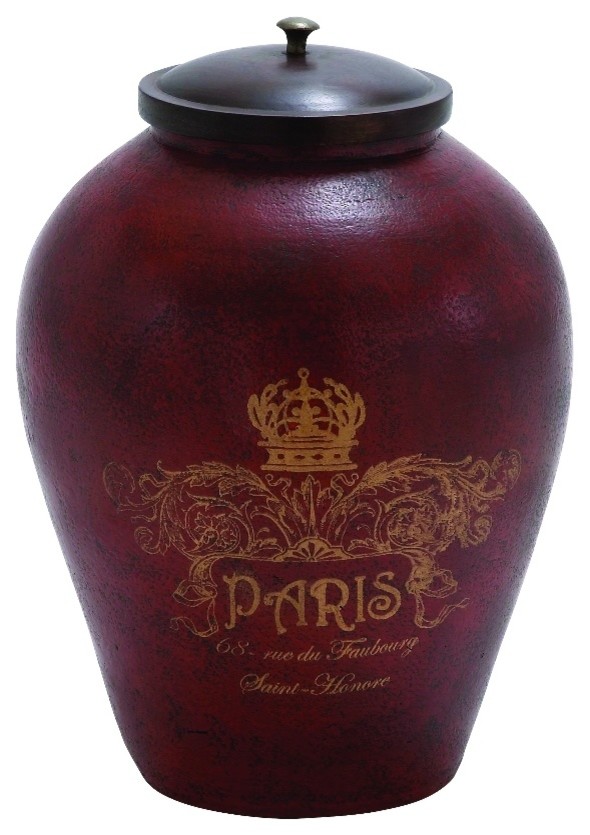 Paris Large Terracotta Jar Crown French Script Kitchen Decor