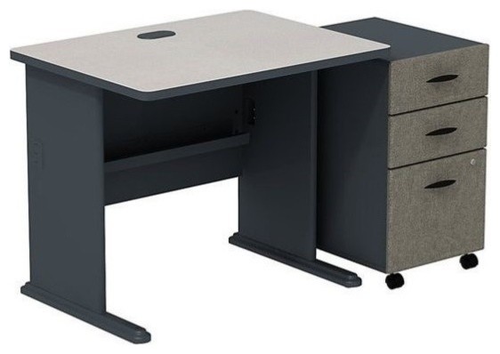 Scranton Co 36 Desk With Mobile File Cabinet In Slate