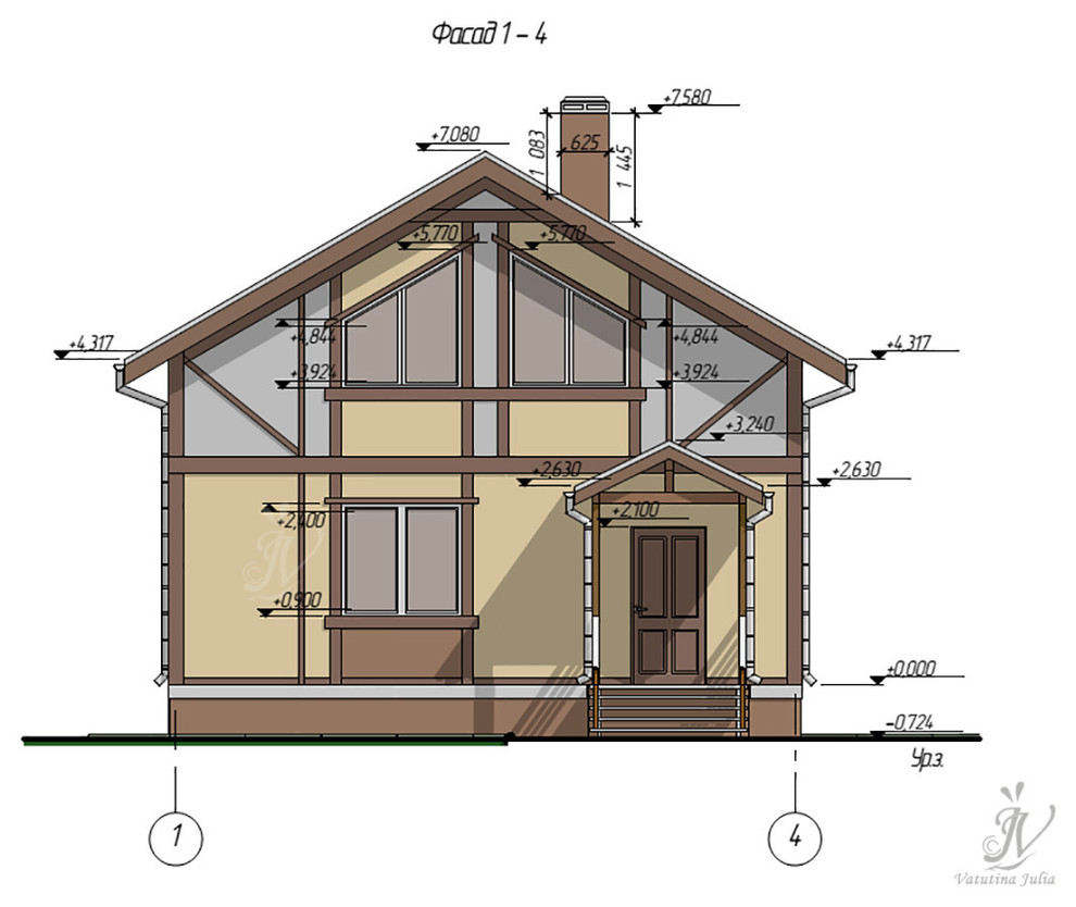 Эскизный проект индивидуального двухэтажного жилого дома в г. Кохма