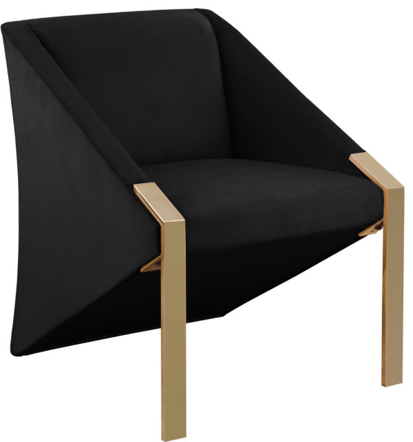 Rivet Velvet Upholstered Accent Chair, Black