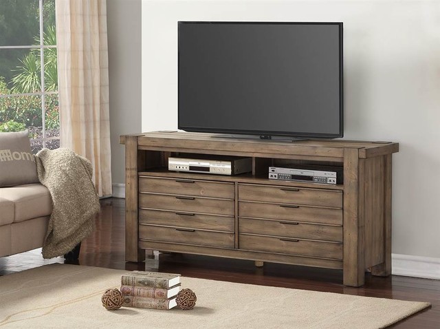 Wooden 63 in. TV Console in Antique Vintage Muslin