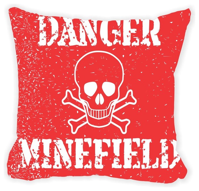 Danger Minefield Red Sign Vintage Microfiber Throw Danger Minefield Red Sign Vintage Microfiber Throw Pillow With Fill