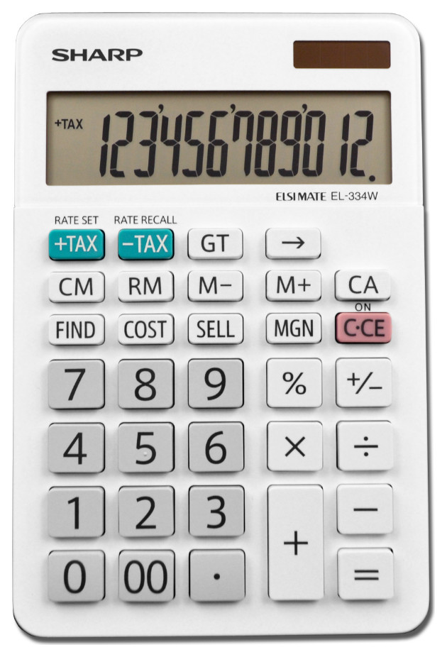 Sharp® EL-334WB Professional Desktop Calculator with XL 12-Digit LCD Display