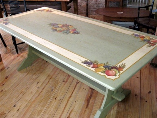 Hand Painted Dining Table With Summer Fruit Design Farmhouse Hand Painted Dining Table With Summer Fruit Design Farmhouse