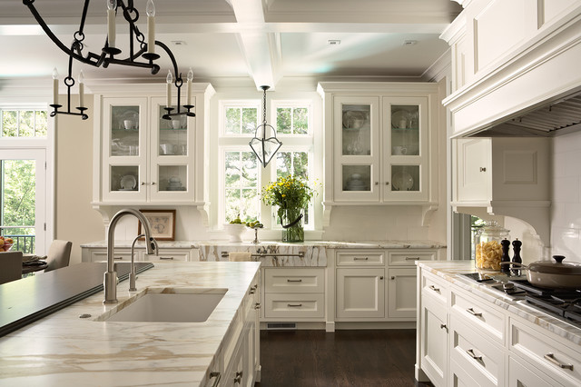Kitchen wall facing pool american-traditional-kitchen